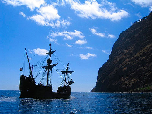 Santa Maria - Replica of Columbus' Ship Sailing Around Madeira Santa Maria - Replica of Columbus' Ship Sailing Around Madeira. Photo: Madeira, Flickr