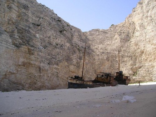 Rusty Body of Wrecked Ship on Navagio Beach in Greece, Photo: Adestro