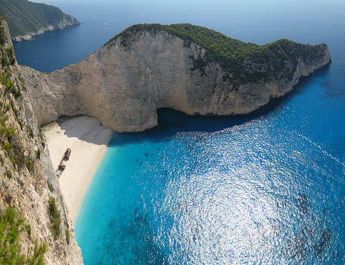 Aerial Photo of Navagio Beach aka Shipwreck Beach on Zakynthos Island, Greece, Photo: dkilim (barrage), Flickr