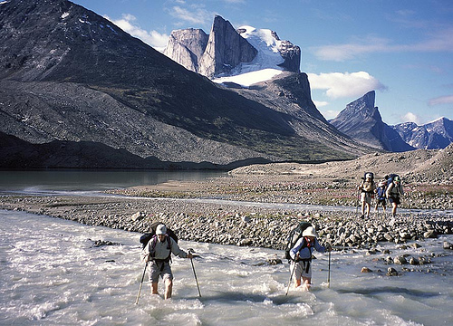 Stream Crossing in Auyuittuq National Park with Thor Peak in the Background, Photo: deepchi1, Flickr