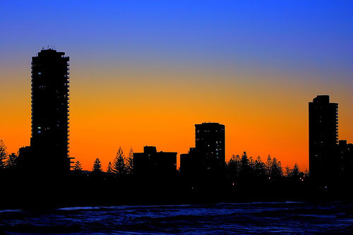 Sunset at Surfers Paradise with Gold Coast City Skyline, Photo: Michael Dawes, Flickr
